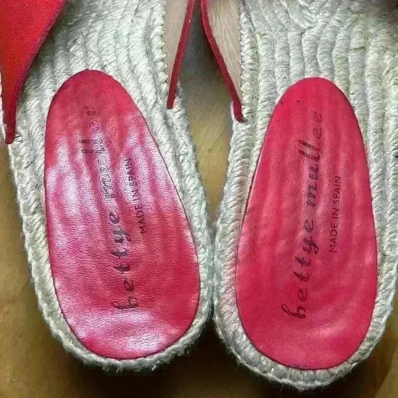Bettye Muller Espadrille Wedge Leather- Size 41 / US 10 〰️ Red - Picture 9 of 13